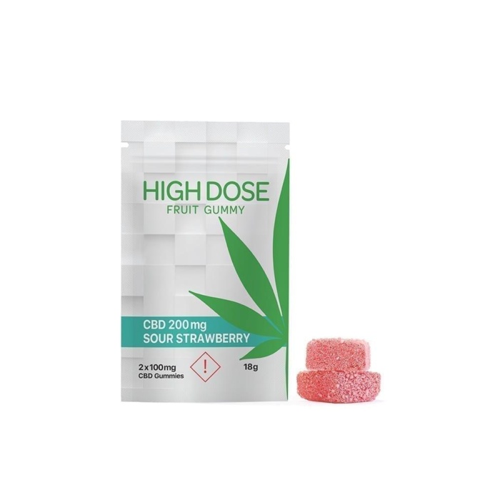 high dose fruit gummy – 200mg cbd sour strawberry