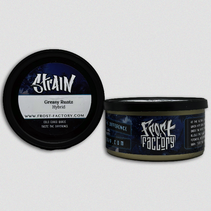 Frost Factory ~ Cold Cured Quads | Greasy Runtz (Aaaa++) 1 greasy runtz is a delicious and powerful indica dominant hybrid strain with a 70% indica/30% sativa ratio. it has a sweet sugary cherry berry candy flavor and aroma with hints of sour tropical citrus and spicy earthy accents. upon inhaling, users may have an uplifting sense of happiness and creativity along with a relaxing and calming body high. greasy runtz has a thc level of 20% or higher, making it great for treating inflammation, chronic stress, insomnia, nausea, appetite loss and depression. its deep dark olive green nugs are covered in vivid red-orange hairs and frosty white crystal trichomes.